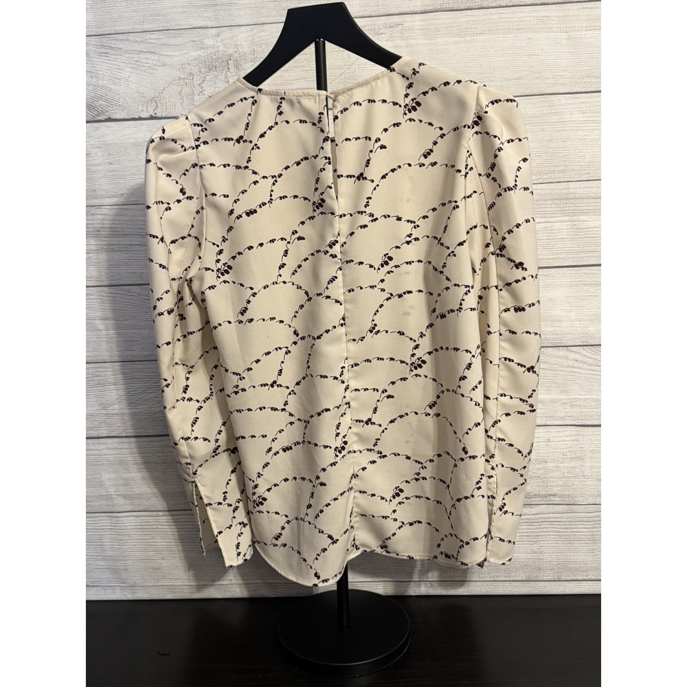 Ann Taylor Women's Floral Blouse S Cream Purple Button Back Lightweight VGC - Picture 5 of 9